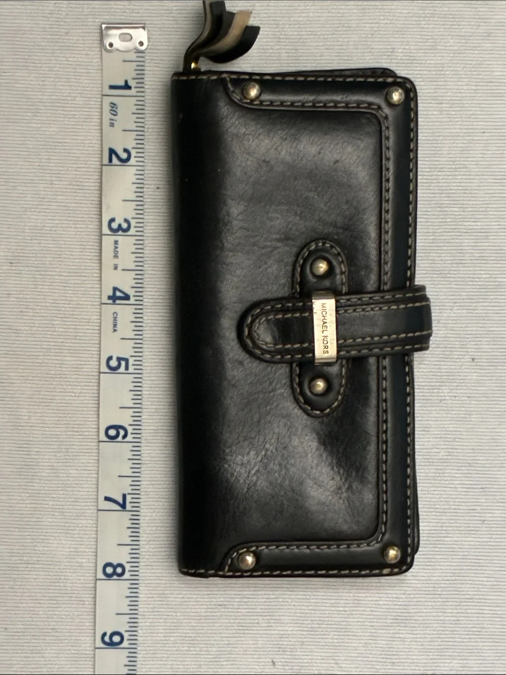 Michael Kors Black Leather Wallet with Gold Hardware